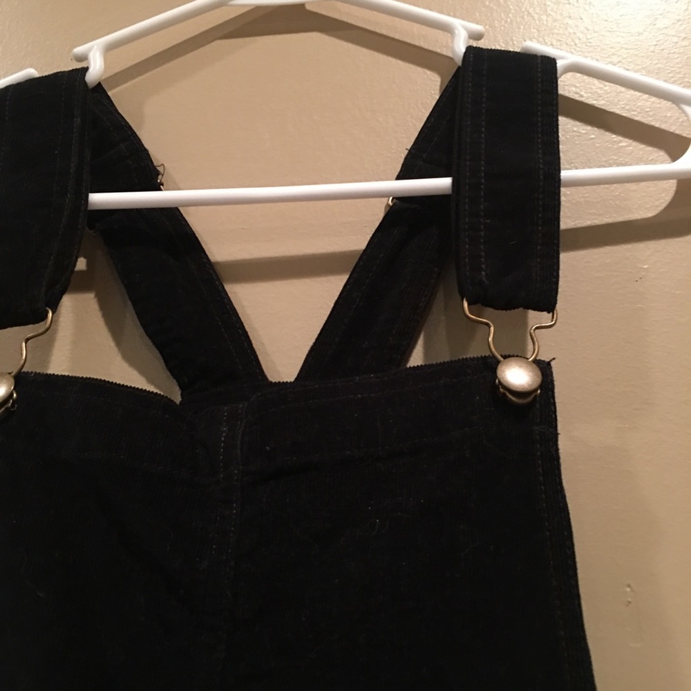Wild Pearl Black Corduroy Overall Dress